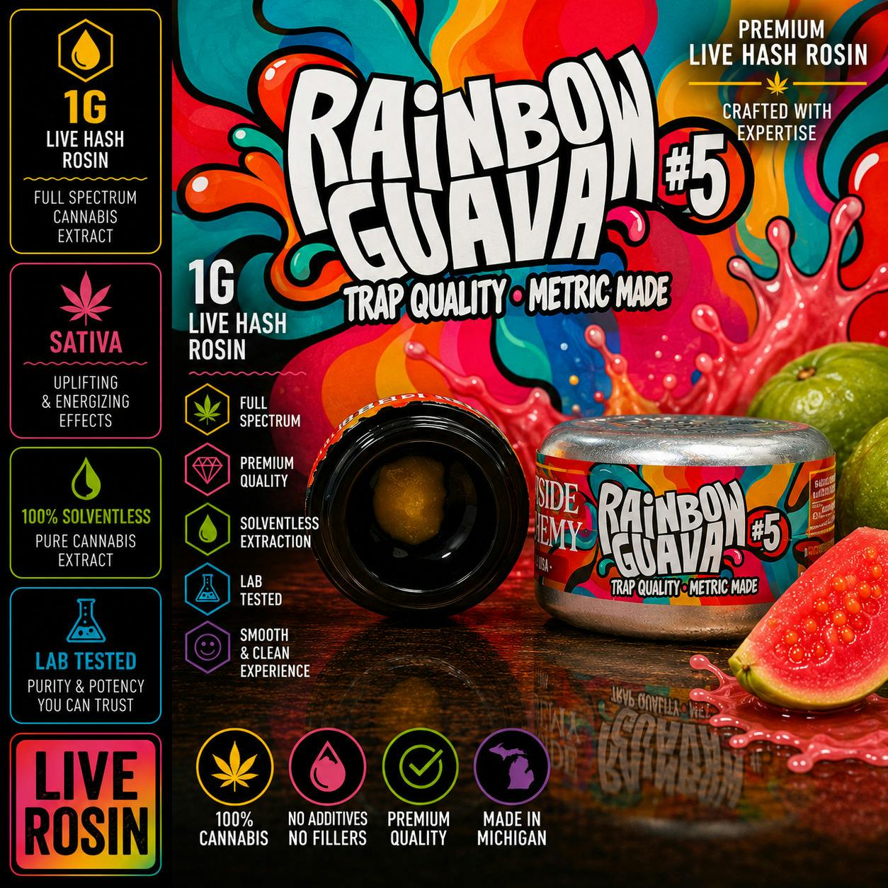 Rainbow Guava #5 | Solventless | Rosin | 1g
