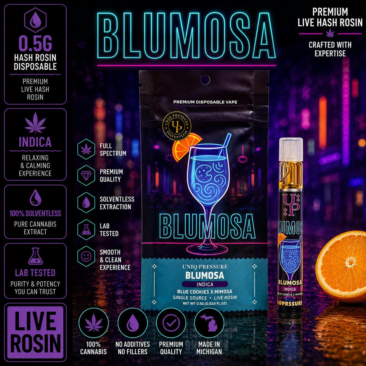Blue Mimosa | Disposable | 0.5g by Uniq Pressure
