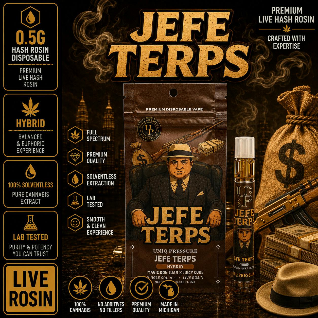 Jefe's Terps | Disposable | 0.5g by Uniq Pressure