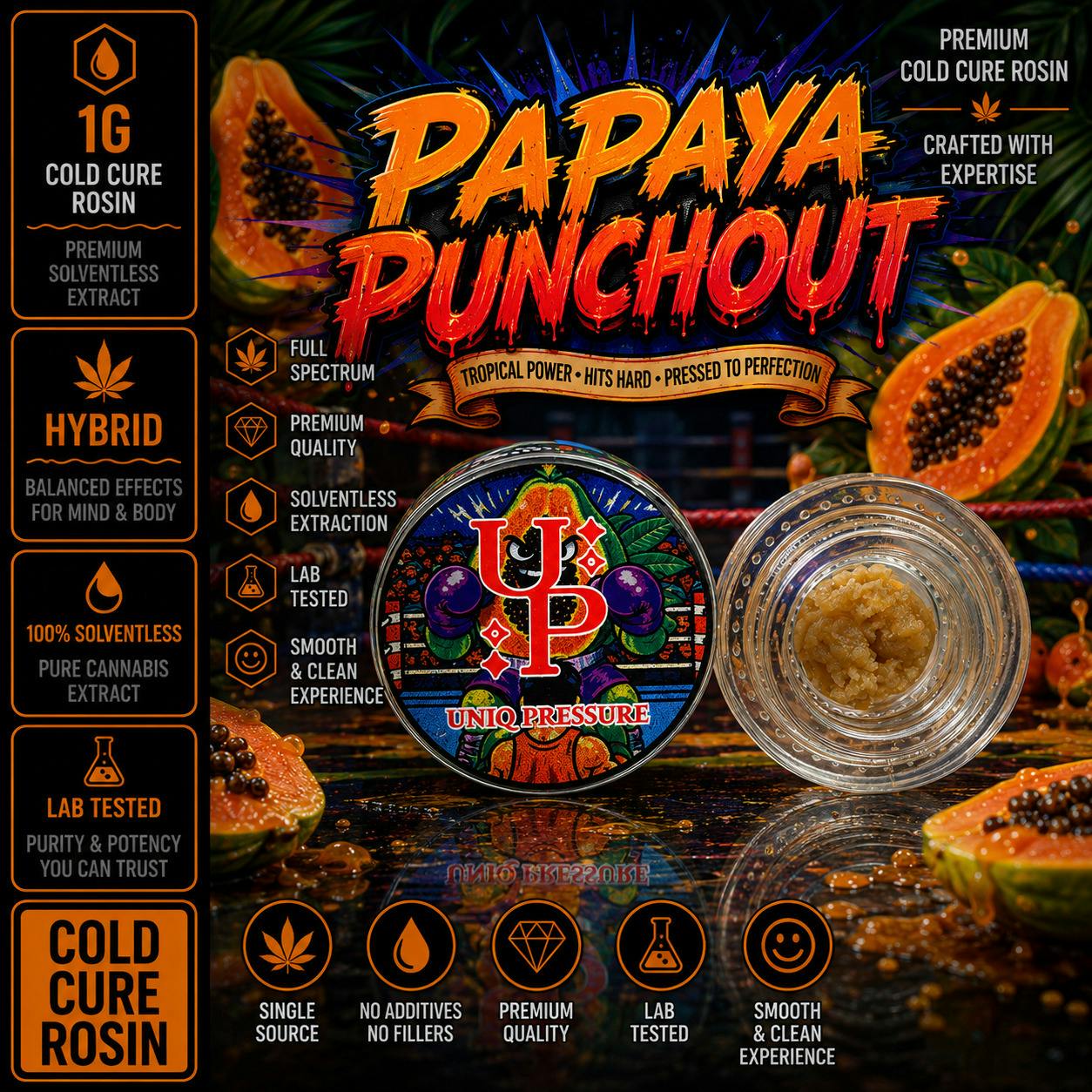 Papaya Punchout | Solventless | Rosin | 1g by Uniq Pressure