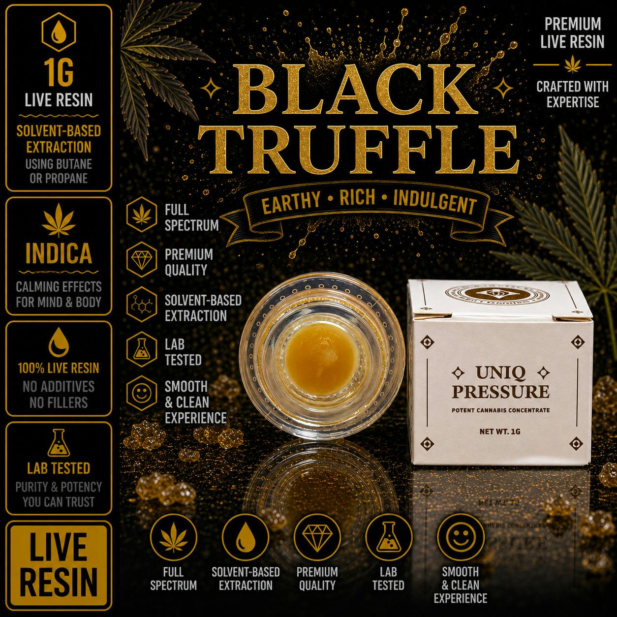 UNIQ PRESSURE | Black Truffle | Indica | 1G | Live Resin | REC at The H.U.B.