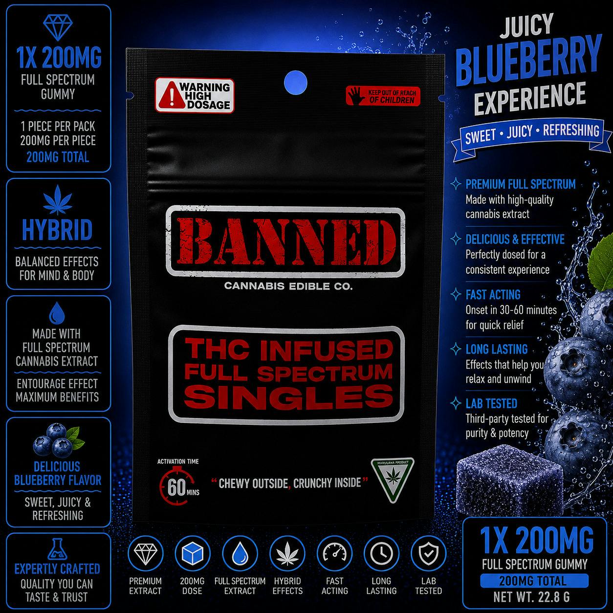 BLUEBERRY SINGLE GUMMY 200MG at The H.U.B.