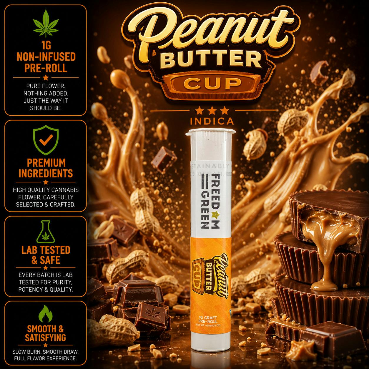 Peanut Butter Cup | Joint | 1g by Freedom Green