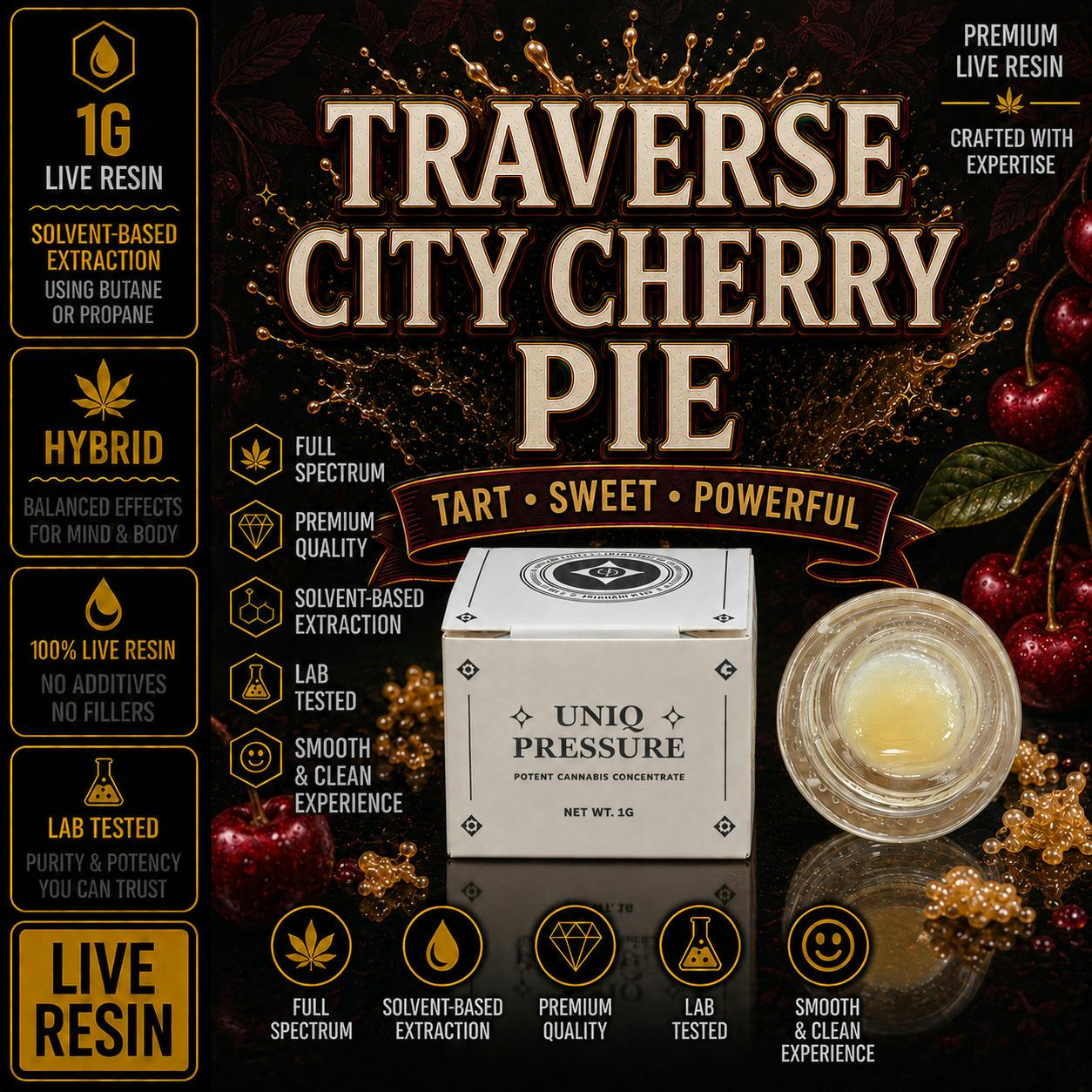 UNIQ PRESSURE | Traverse City Cherry Pie | Hybrid | 1G | Live Resin | REC at The H.U.B.