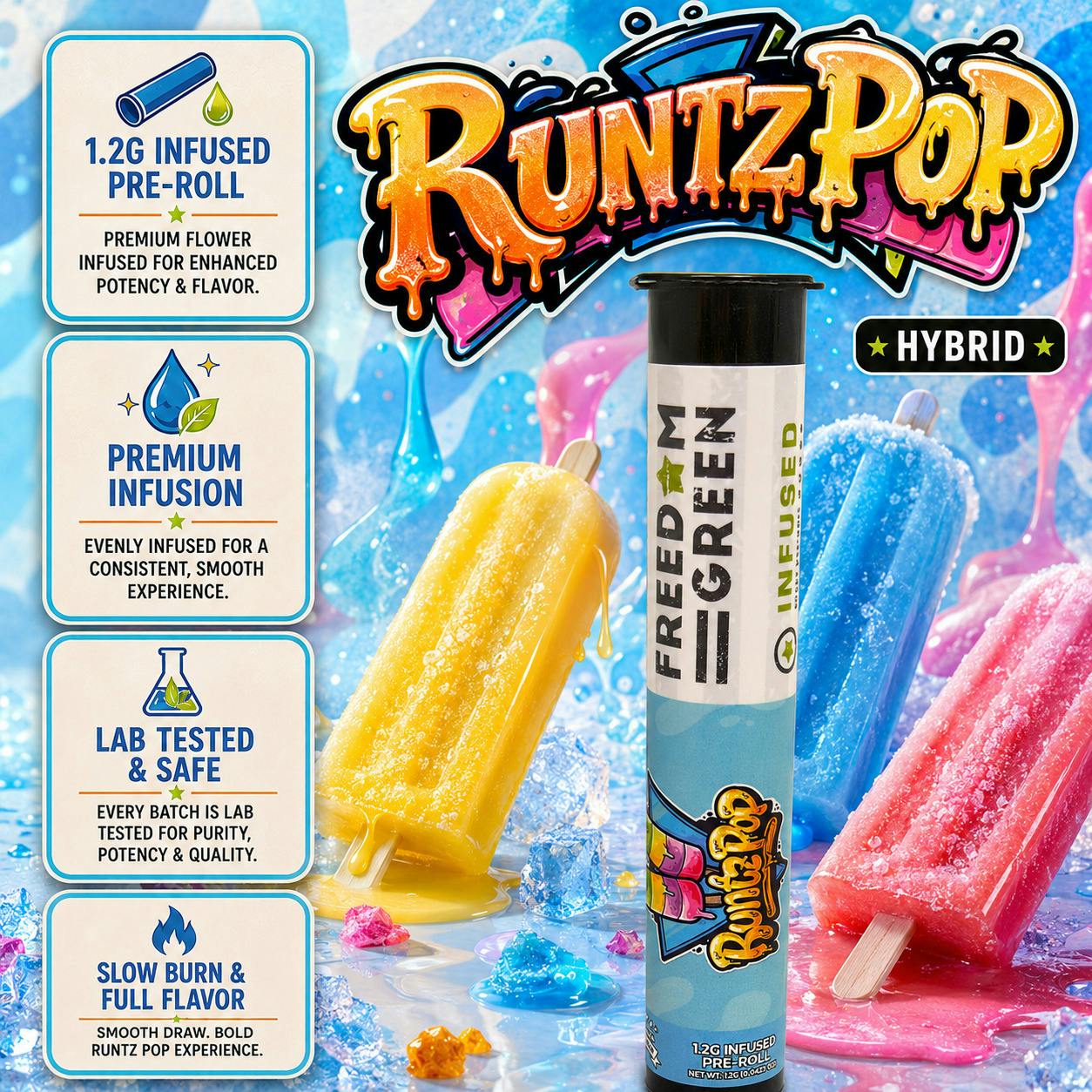 Runtz Pop | Infused Joint | 1.2g by Freedom Green