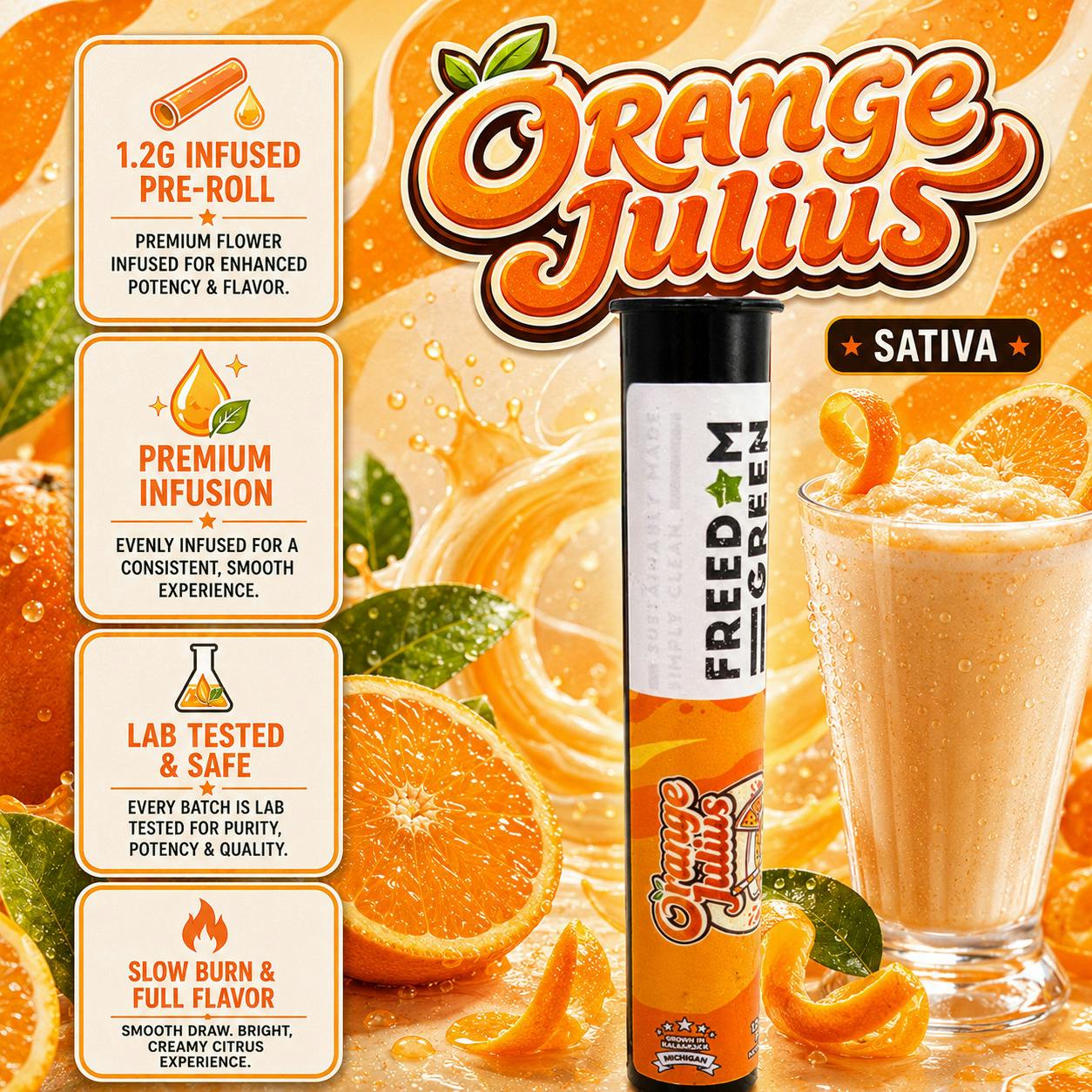 Orange Julius | Infused Joint | 1.2g by Freedom Green