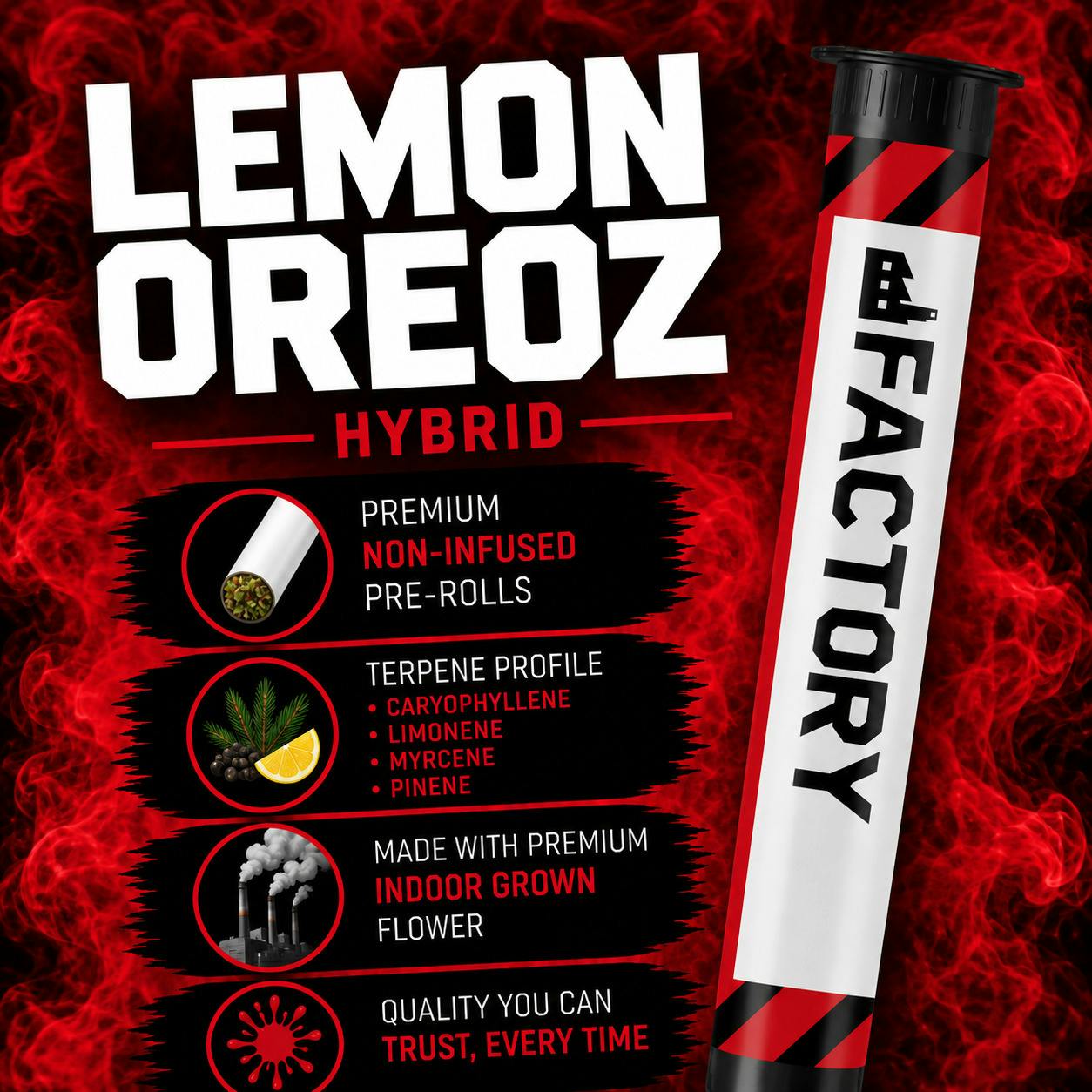 Factory | Lemon Oreoz | Hybrid | 1G | Pre-Roll | REC at The H.U.B.