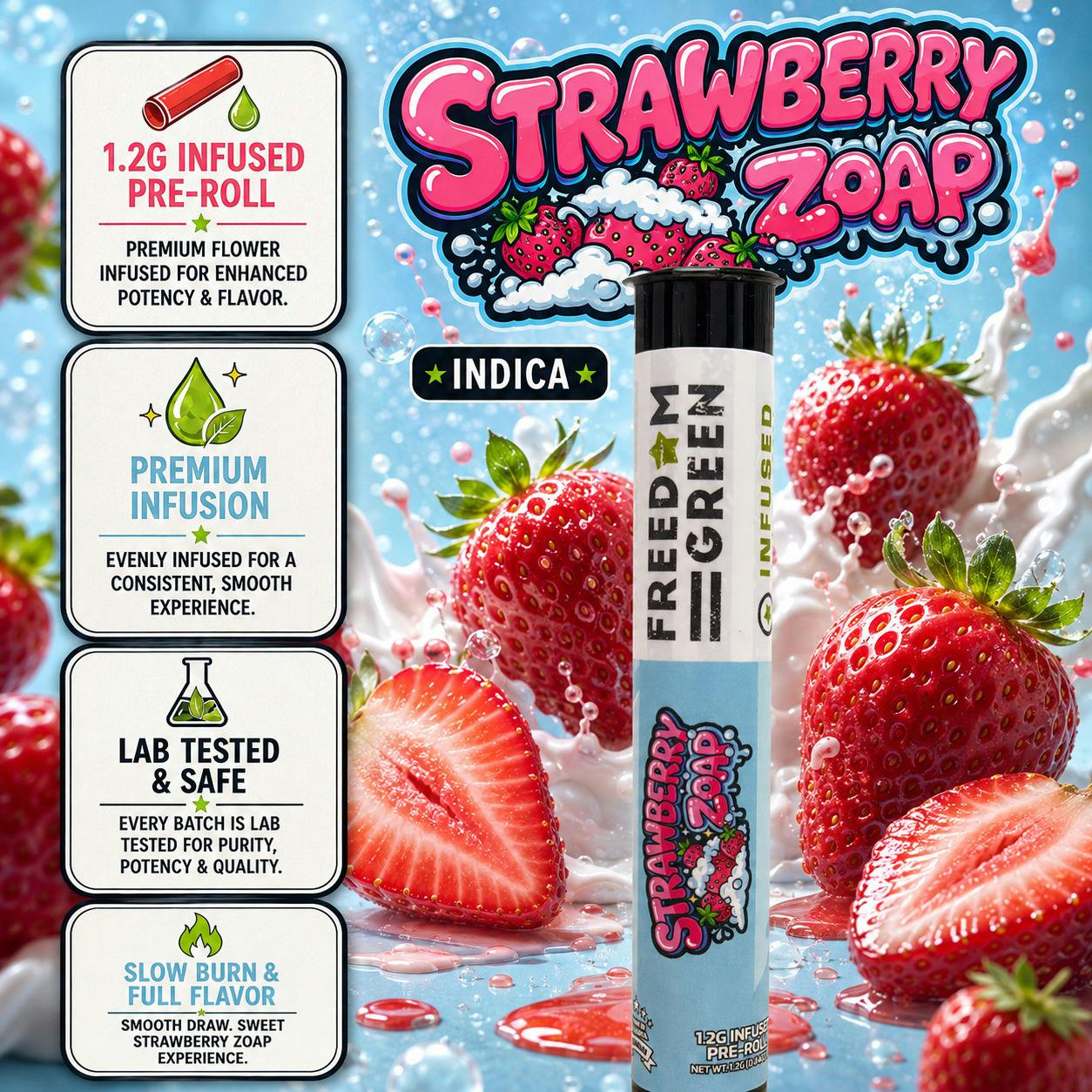 Strawberry Zoap | Infused Joint | 1.2g by Freedom Green