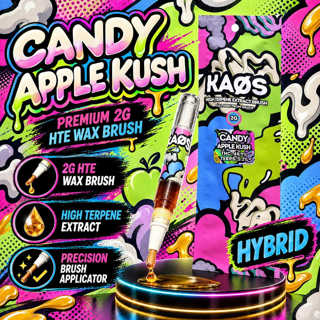 Kaos | Candy Apple Kush | Hybrid | 2G HTE Bush | REC