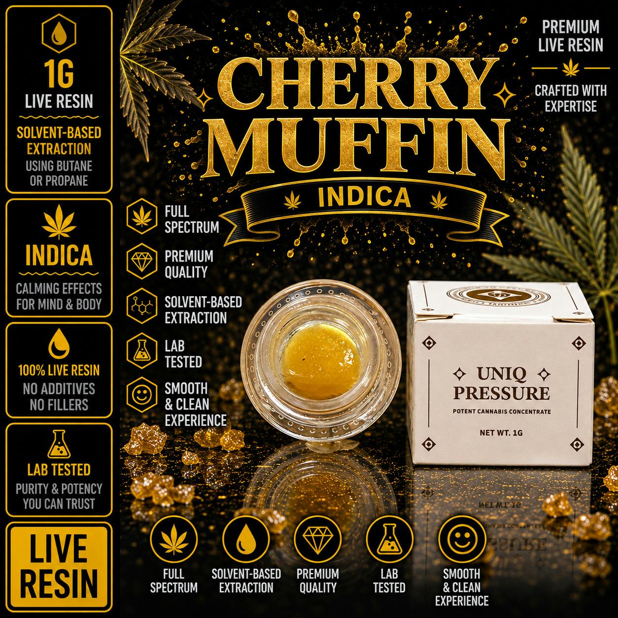 UNIQ PRESSURE | Cherry Muffin | Indica | 1G | Live Resin | REC