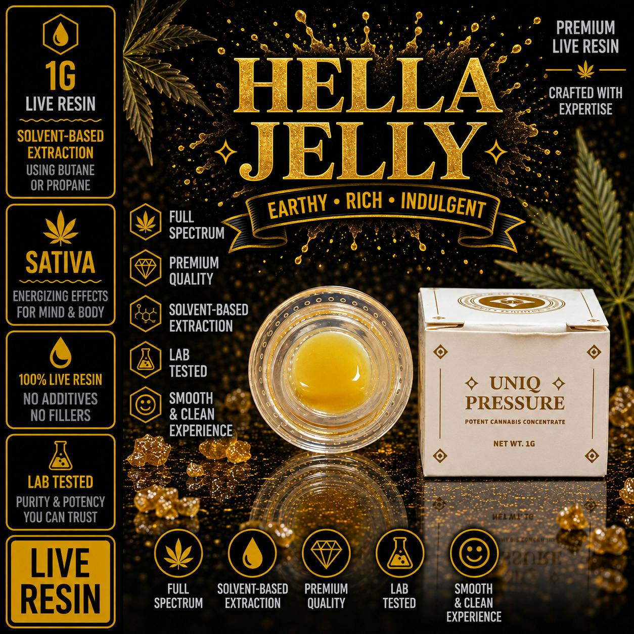 UNIQ PRESSURE | Hella Jelly | Sativa | 1G | Live Resin | REC