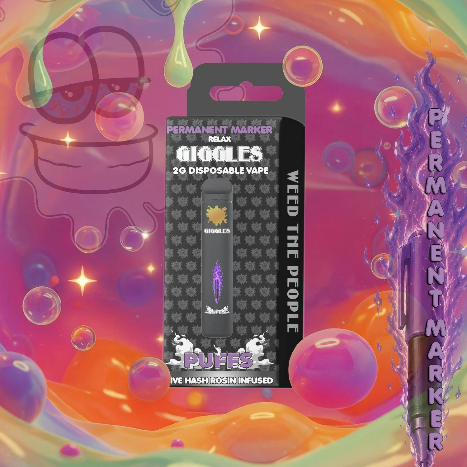 Puffs - Hash Rosin Infused Disposable 2g - Permanent Marker - Relax cannabis product