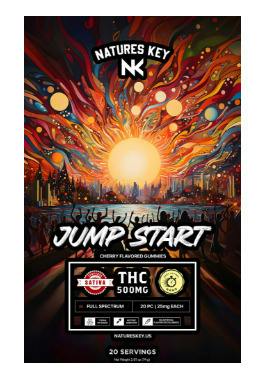 Nature's Key-Nano Jump Start Gummies 500mg-Cherry (S)