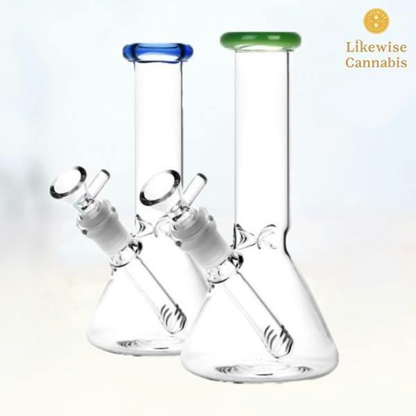 8" BEAKER BONG WITH COLORED RIM