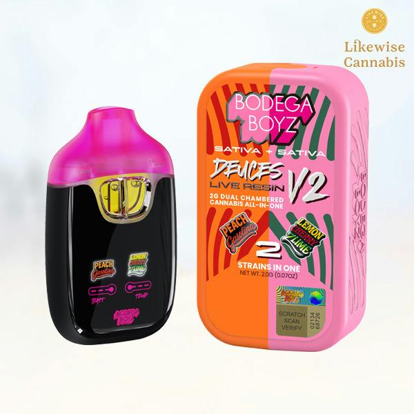 PEACH GASOLINA X LEMON CHERRY ZLIME 2G LIVE RESIN DUAL STRAIN DISPOSABLE - BODEGA BOYZ
