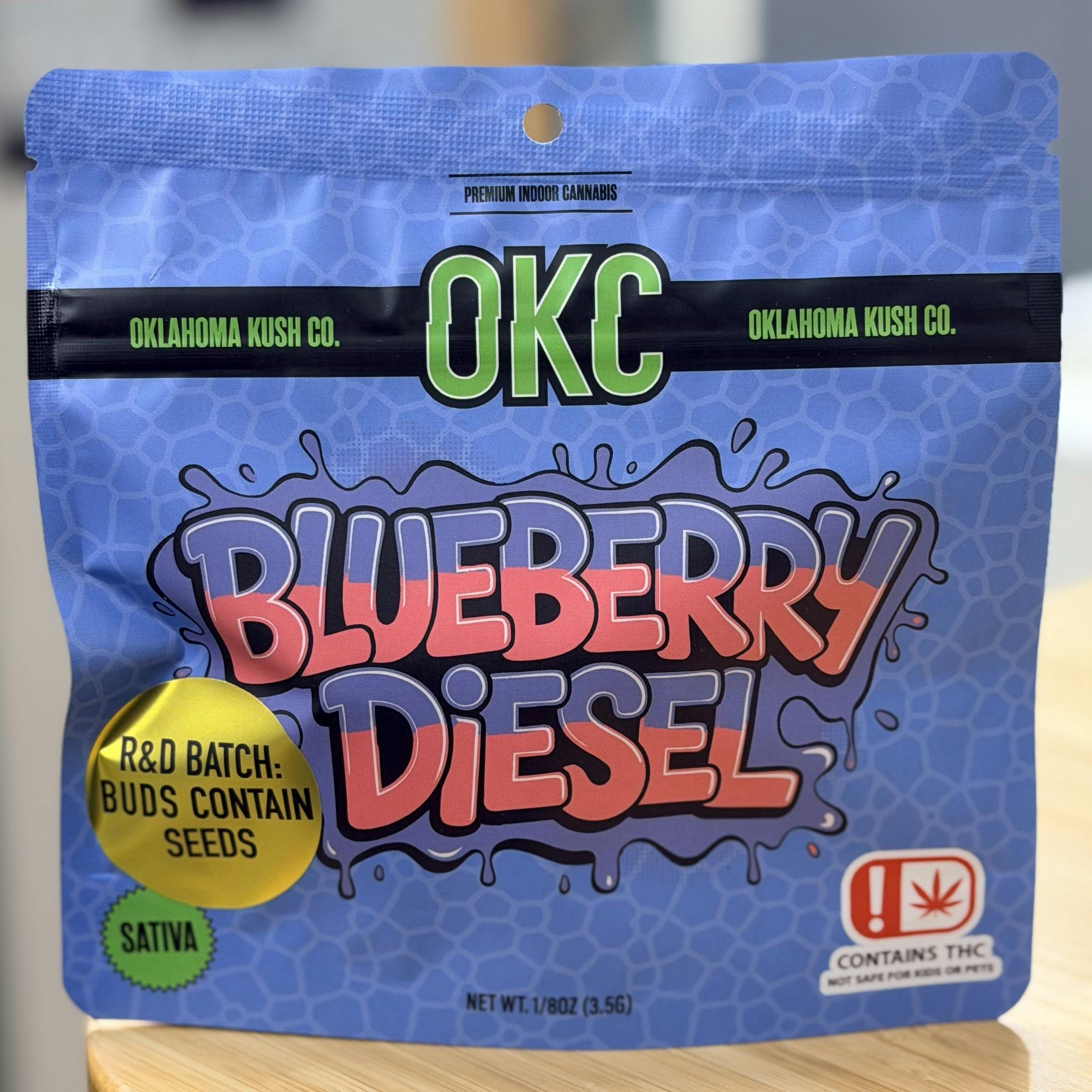 Oklahoma Kush Co. - Indoor Pre-Packaged Flower - [Seeded] - Blueberry Diesel - 3.5g