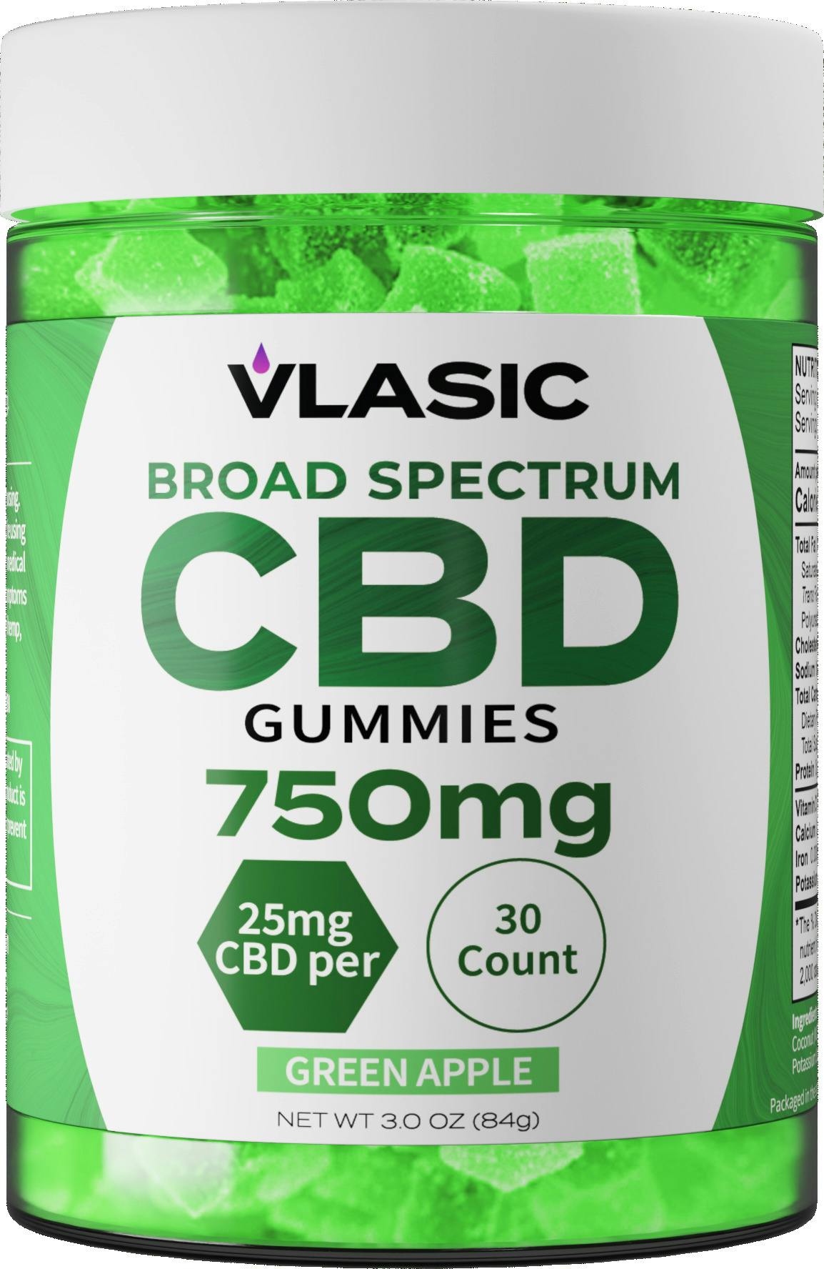 Vlasic - CBD Gummies - Green Apple - Broad Spectrum - 750mg (30pk)