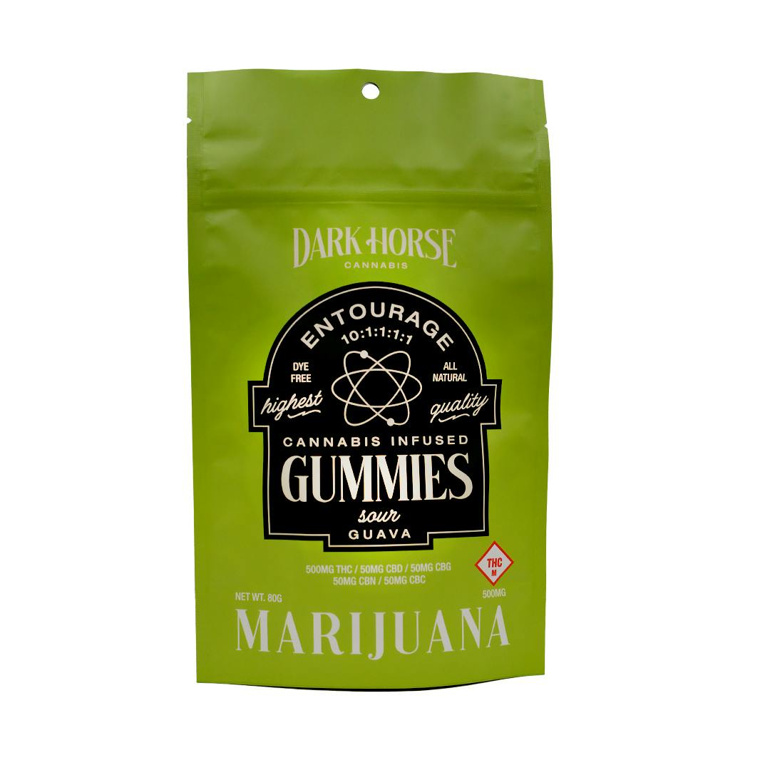 Dark Horse - Sour Guava - 10:1:1:1:1 THC:CBD:CBG:CBN:CBC - Entourage - Gummies - 500mg (10pk)
