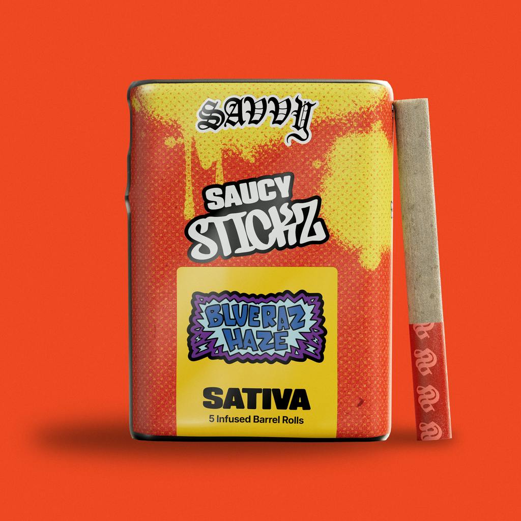 Savvy Saucy Stickz Blue Raz Haze Infused Pre-Roll 2.5g [5pk]