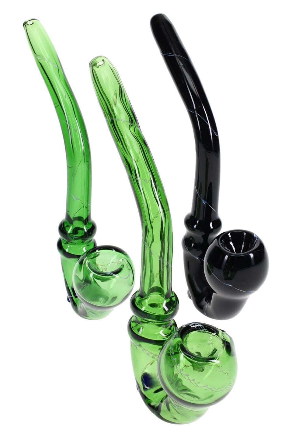 7" Colored Glass Striped Standing Sherlock Pipe – P3148