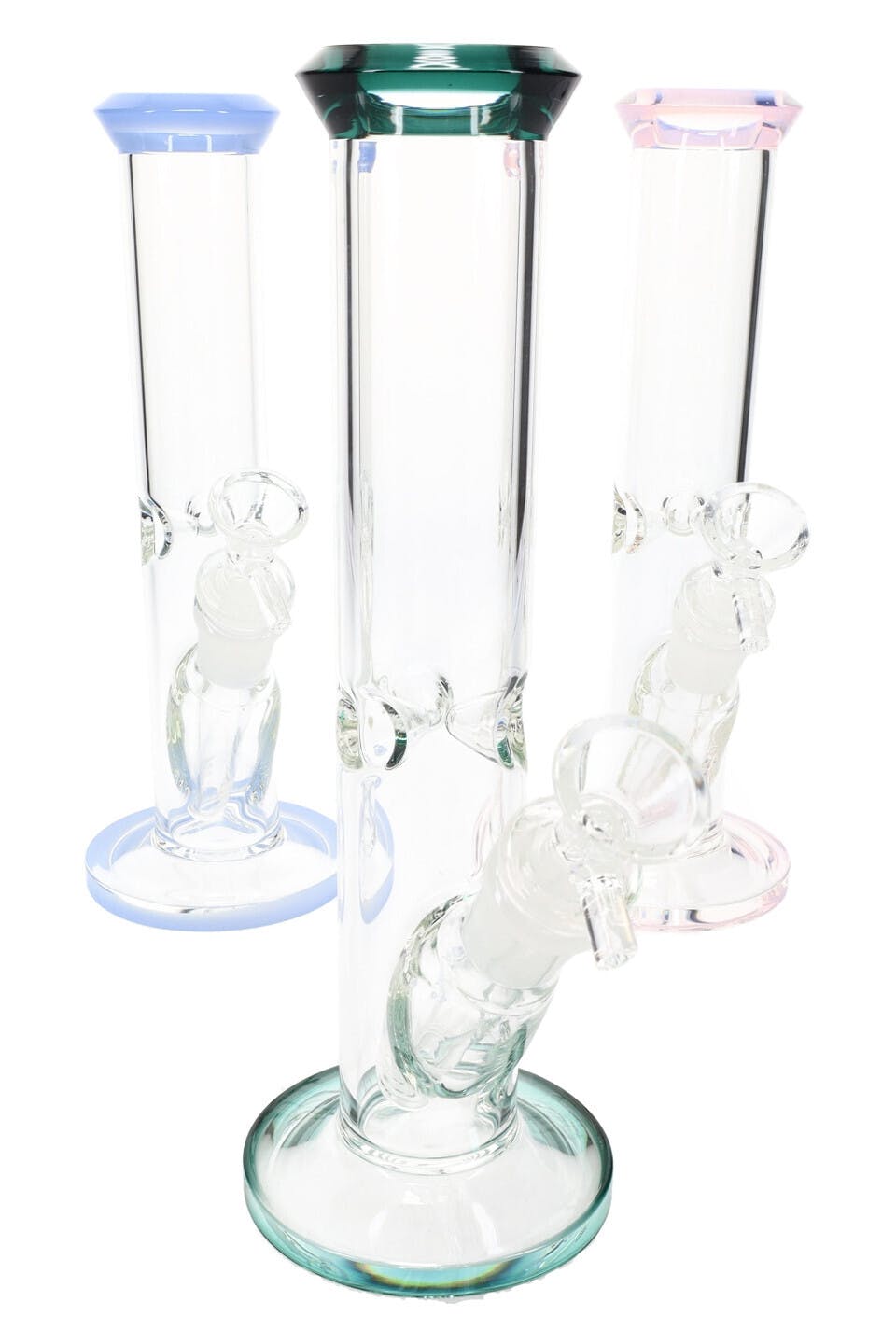 9" Colored Rim Glass on Glass Straight Shooter Water Pipe – WP3196