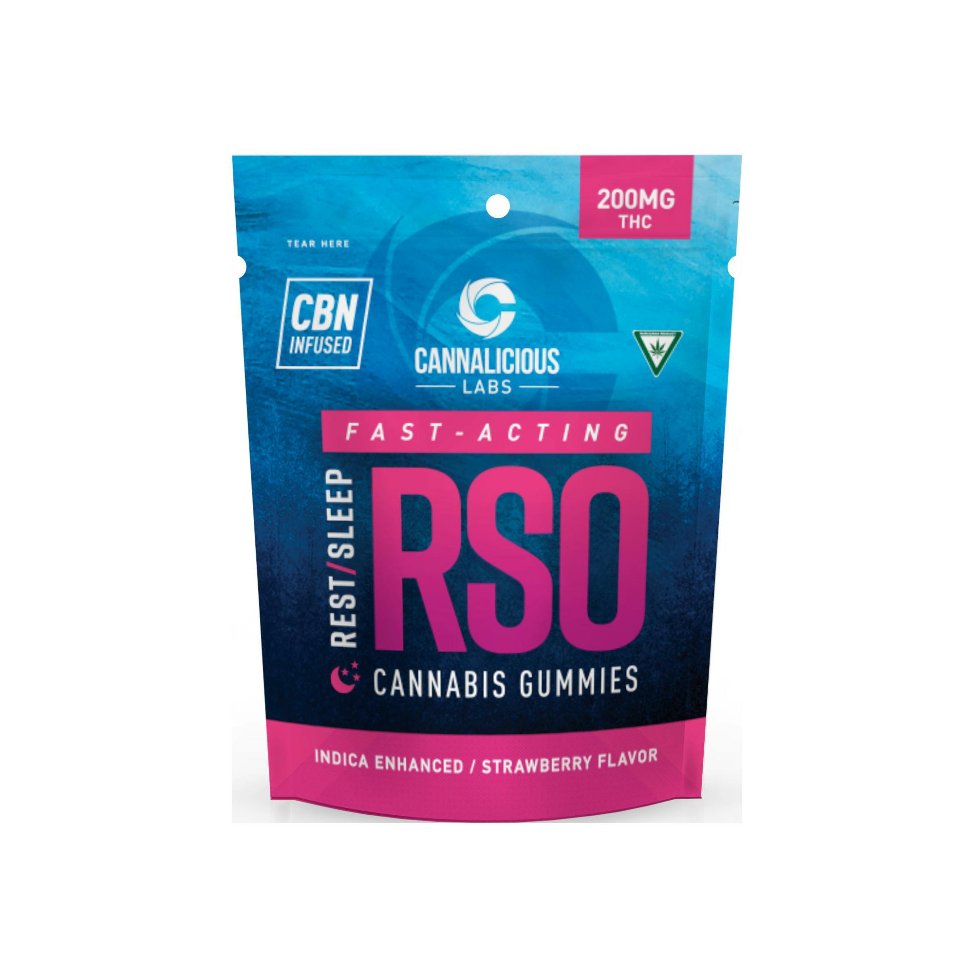 Cannalicious - Gummies - 200mg RSO Rest - 4:1 THC/CBN - Strawberry