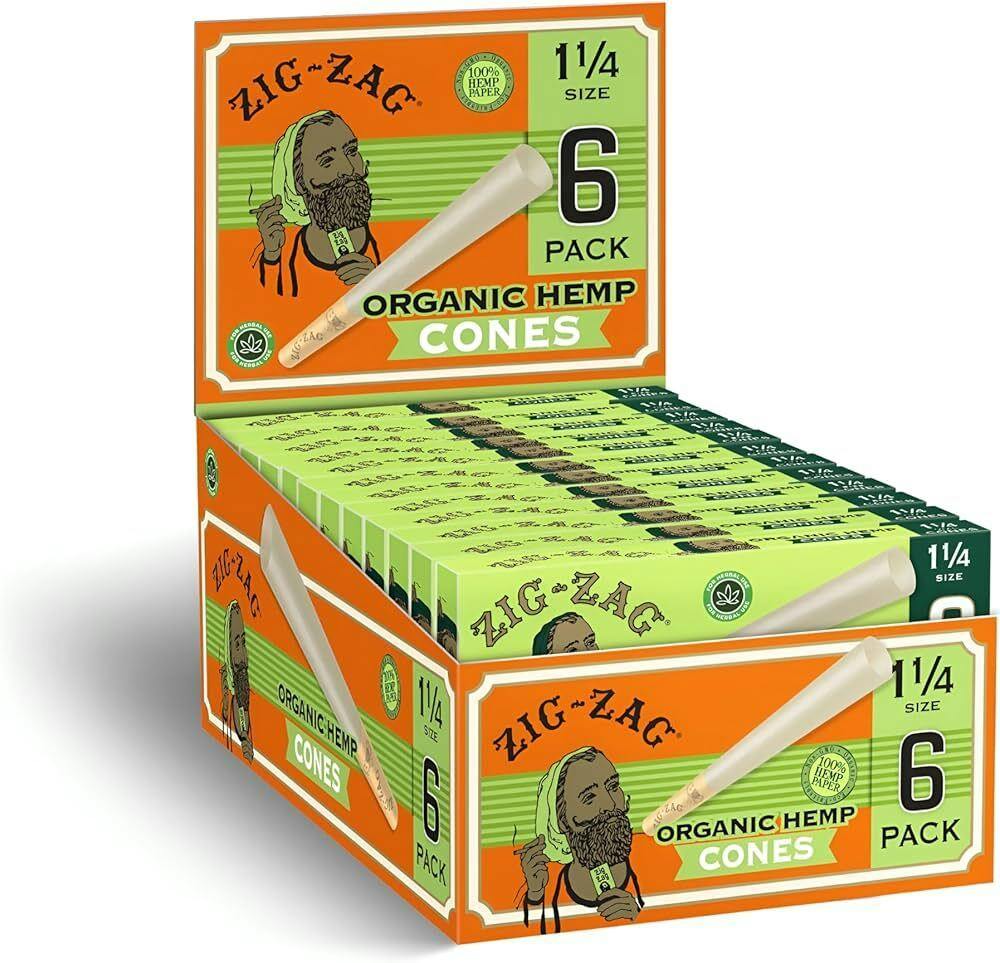 Zig Zag Organic Hemp Cones 1 1/4" 6pk