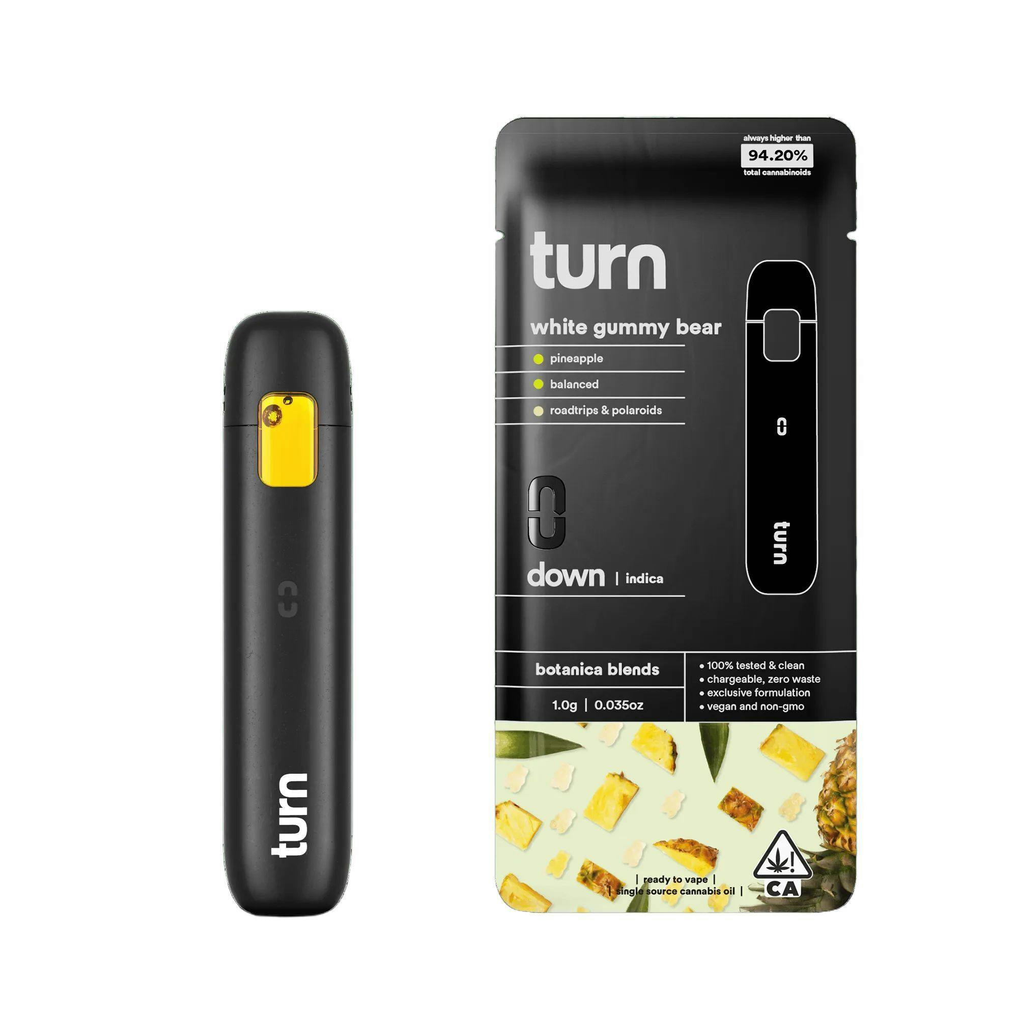 TURN - TURN DOWN BOTANICAL BLENDS READY TO USE VAPORIZER [1G] WHITE GUMMY BEAR