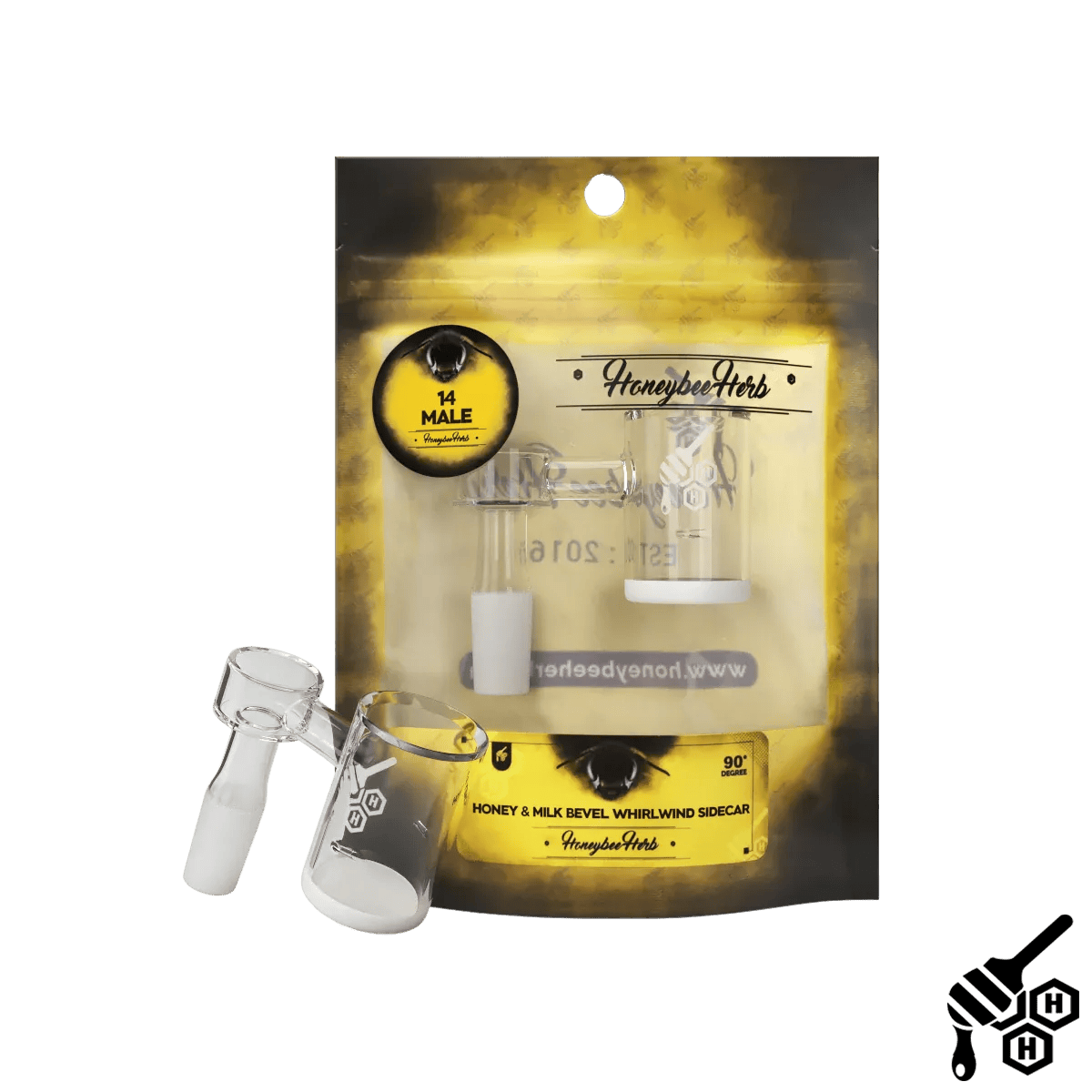 14mm Male 90 Honey Milk Bevel Whirlwind Sidecar