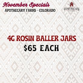 *NOV SPECIALS: 4g Live Hash Rosin Jars - $65ea