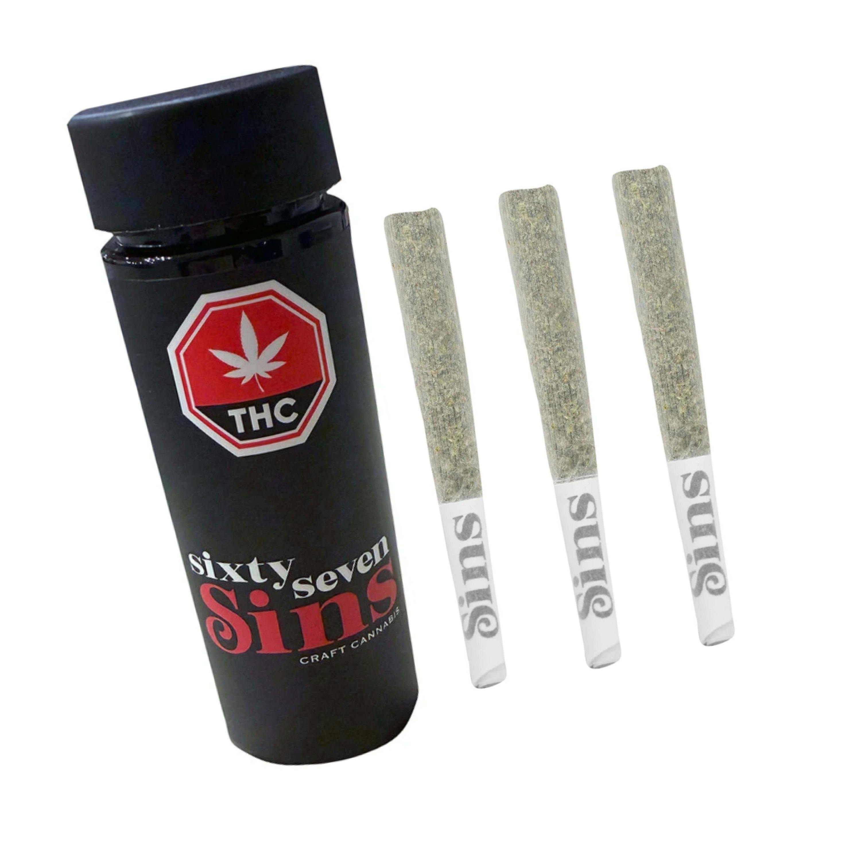 Gas Face Pre-Roll 3x0.5g by Sixty Seven Sins