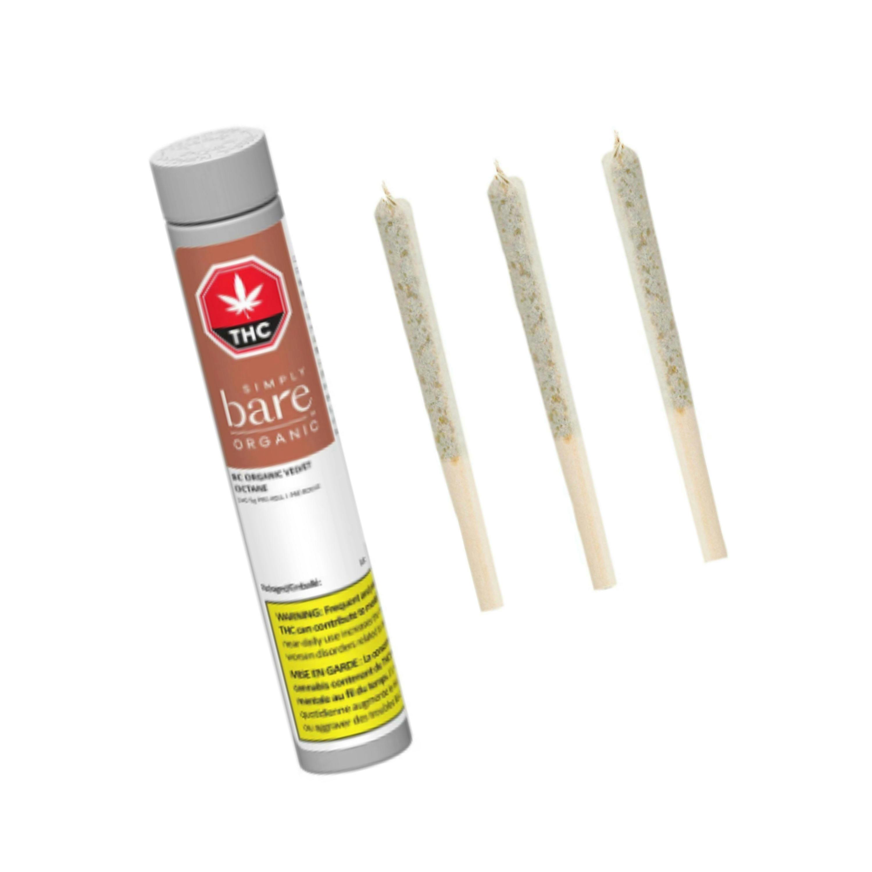 BC Organic Velvet Octane Pre-Rolls 3x0.5g [Simply Bare]