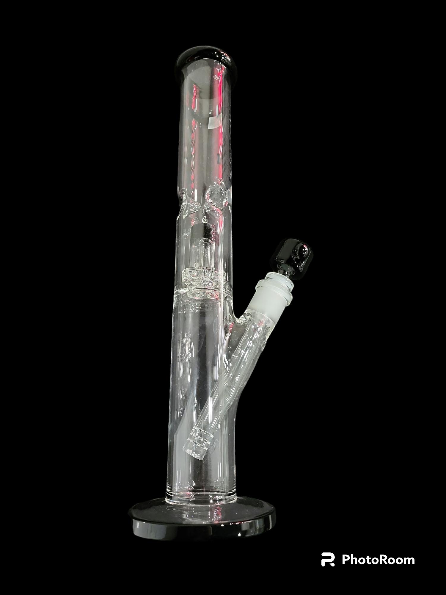 Blown 12" Straight Waterpipr w/ showerhead (black)