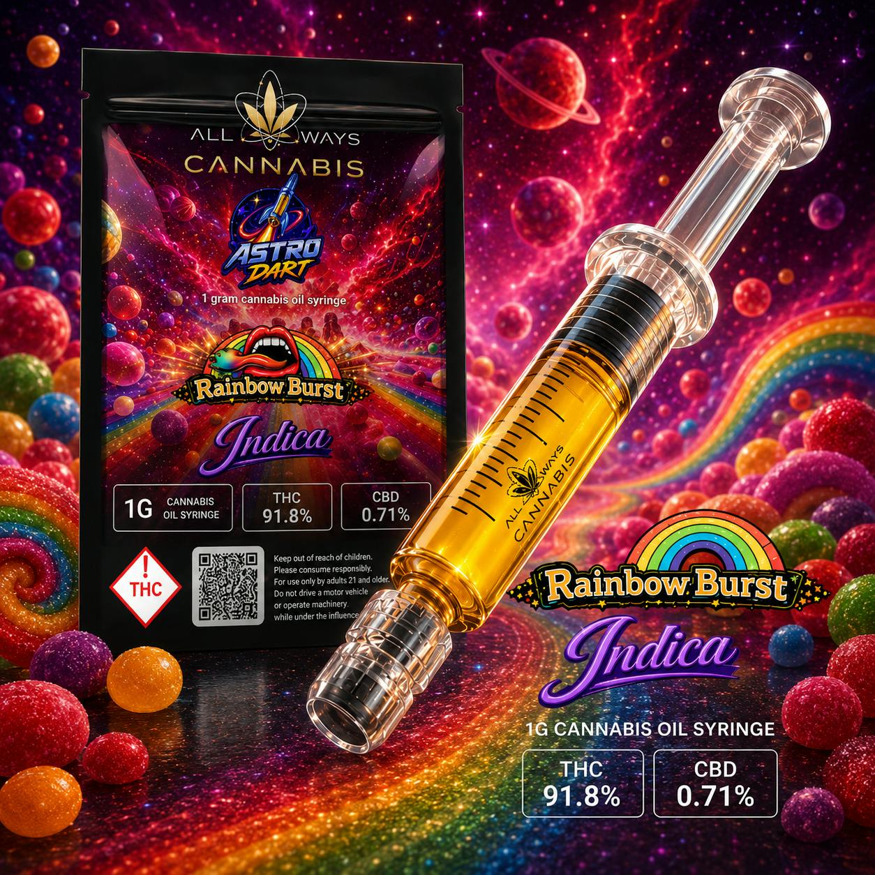 1 Gram Astro Dart (Cannabis Oil Syringe) | Rainbow Burst (I)