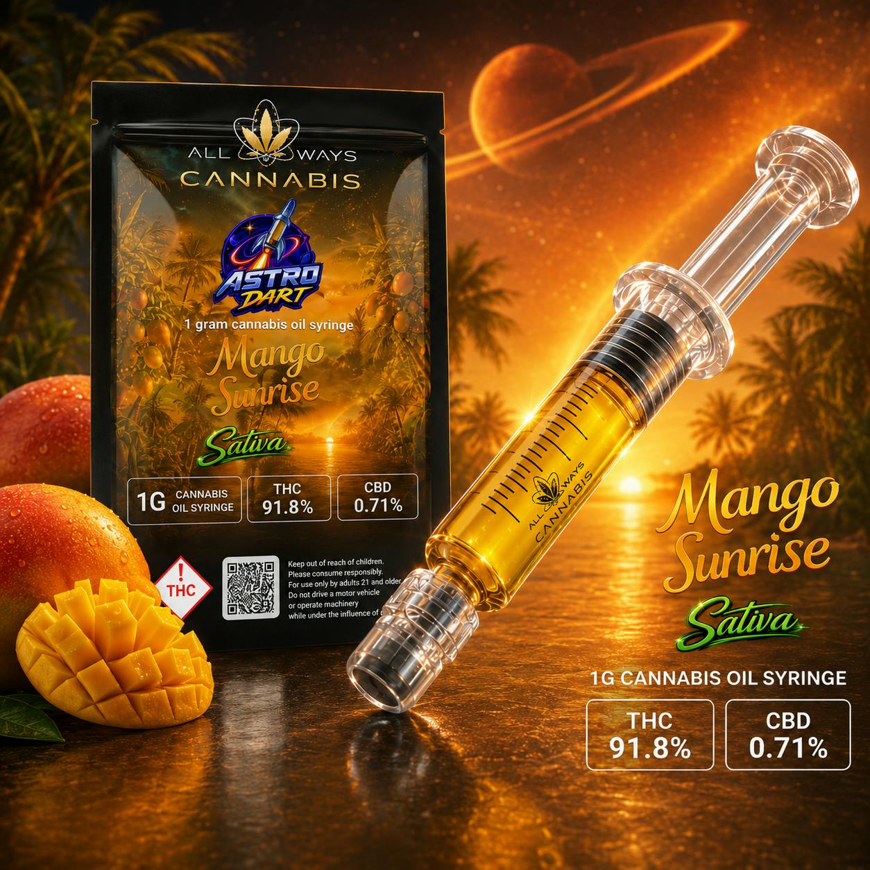 1 Gram Astro Dart (Cannabis Oil Syringe) | Mango Sunrise (S)