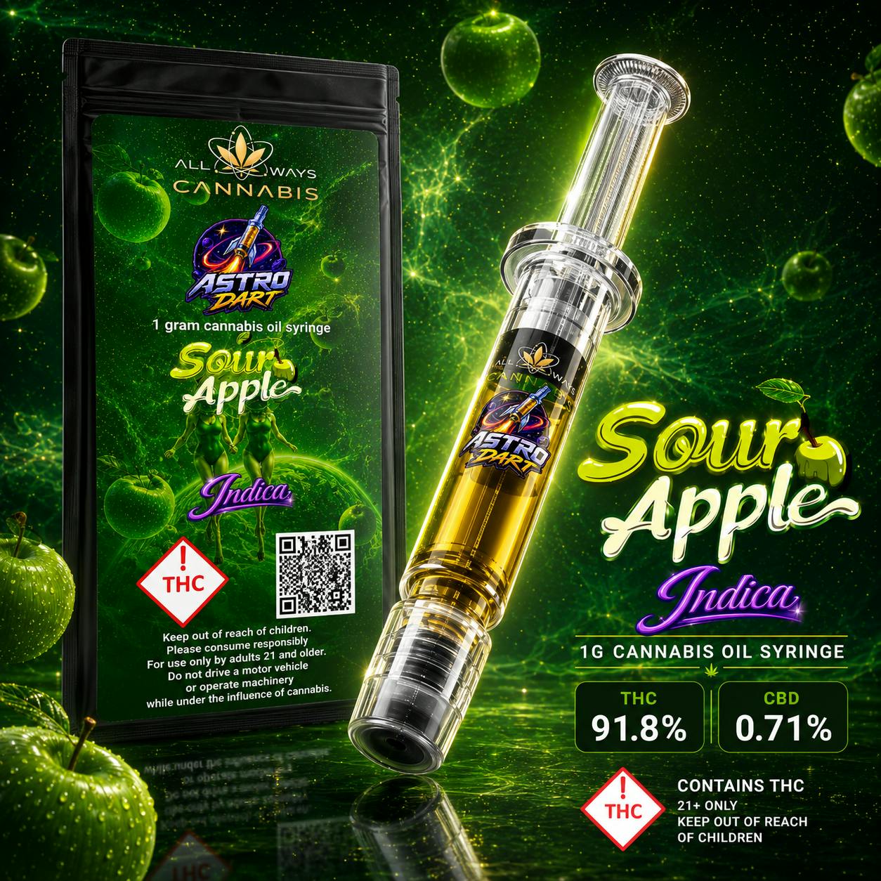 1 Gram Astro Dart (Cannabis Oil Syringe) | Sour Apple (I)