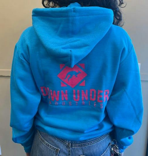Down Under Industries - Down Under Neon Blue Hoodie Medium