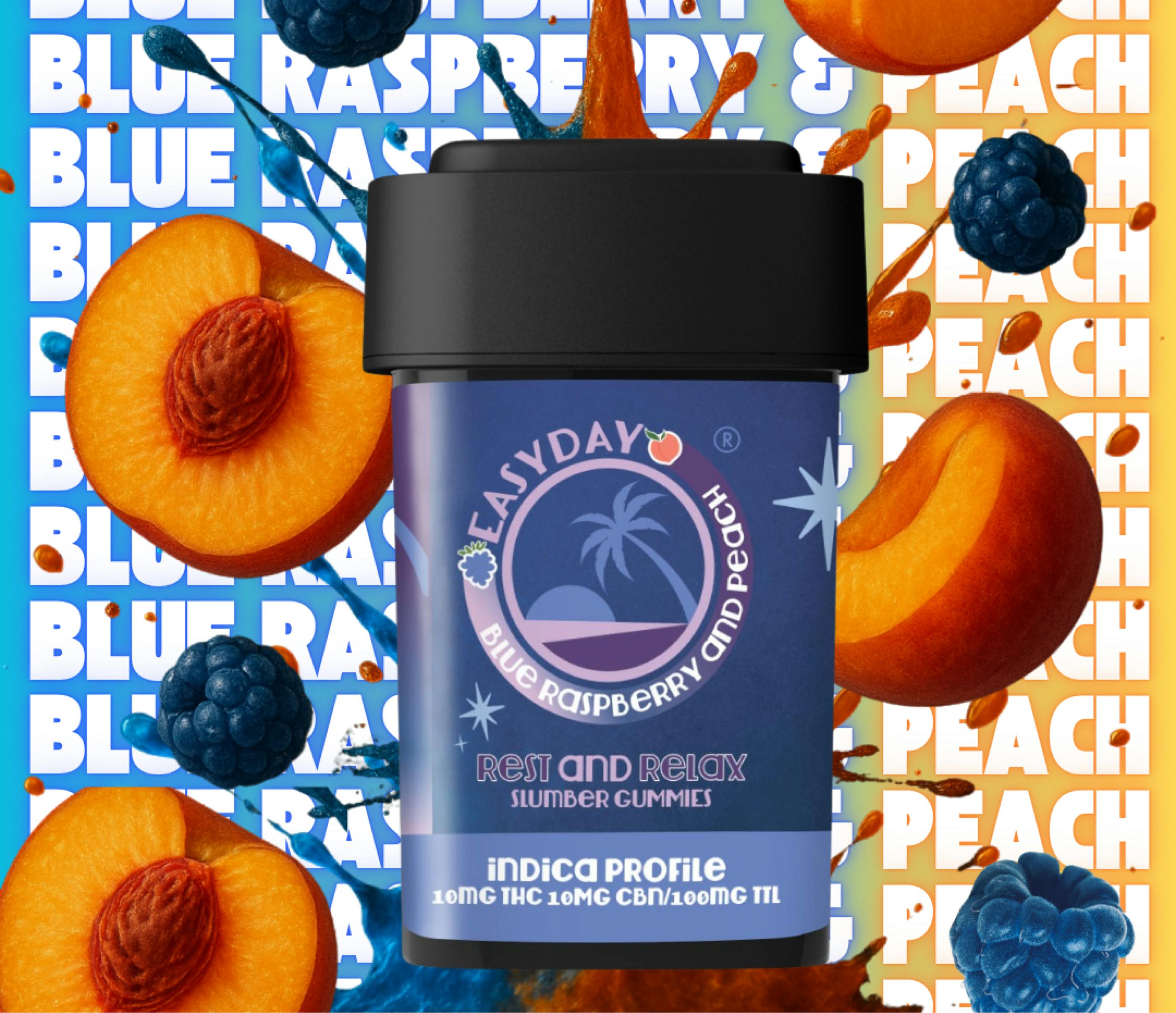 Gummies- Slumber Blue Razz & peach 10mg THC & 10mg CBN