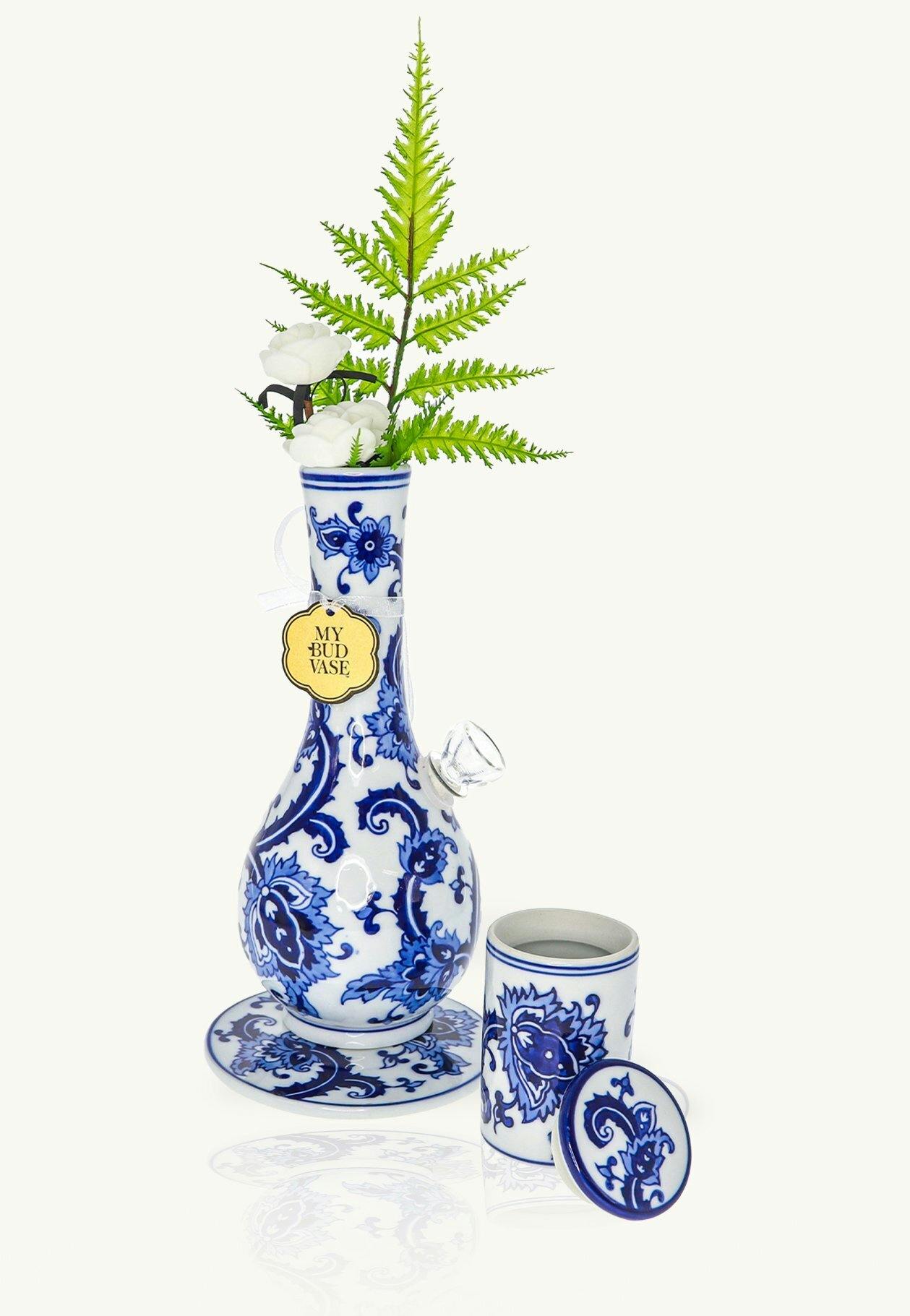 MBV - JOY, 3PC CERAMIC BONG SET, BLUE 8 H X 3.5W