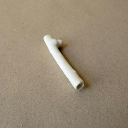 GREEN CANNABIS - BIRCH STICK, CERAMIC ONE HITTER, WHITE/MATTE GLAZED