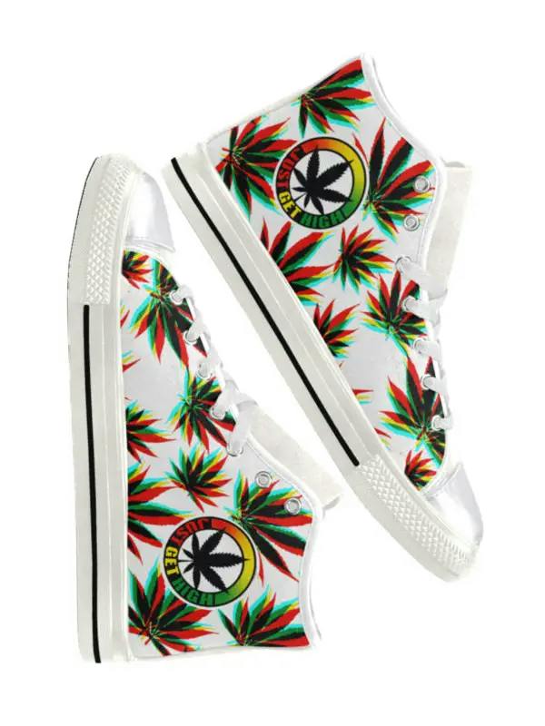 Rubber Toed Hightop Sneakers: Chromatic Cannabis - white - 9