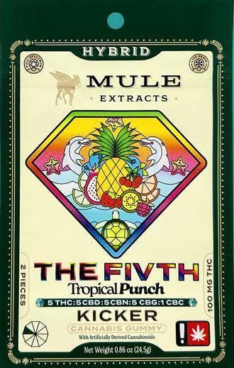 Tropical Punch "The FIVTH Kicker" Gummies: 2pc 420mg 5:5:5:5:1 (THC:CBD:CBN:CBG:CBC) (Live Resin...