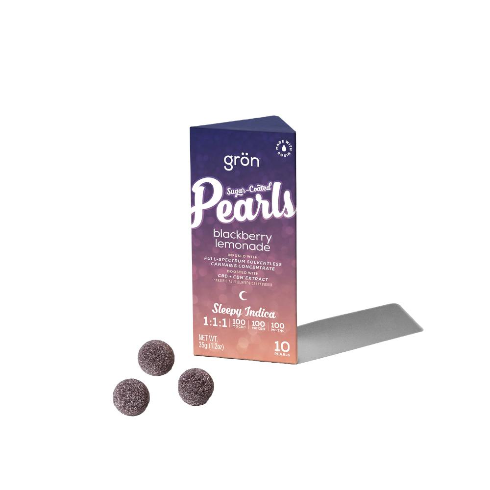 Blackberry Lemonade "Pearls" Gummies: 10pc 300mg 1:1:1 (THC:CBD:CBN) - Grön