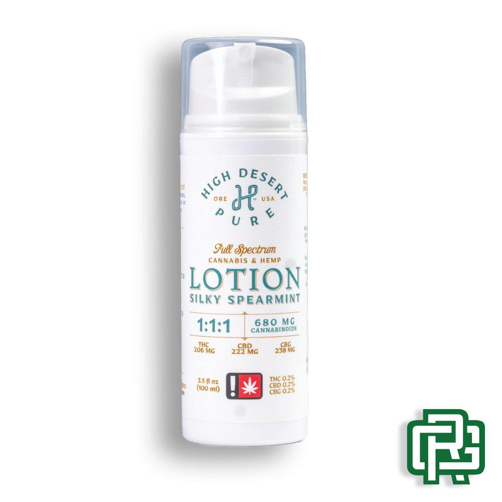 Silky Spearmint Lotion | 3.5oz 650mg 1:1:1 (THC:CBD:CBG) | High Desert Pure