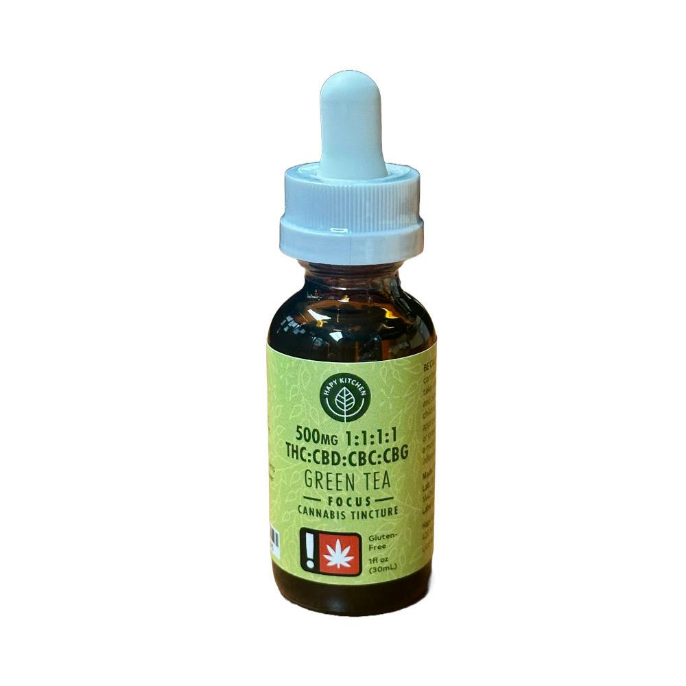 Green Tea "Focus" Tincture | 30mL 2000mg 1:1:1:1 (THC:CBD:CBG:CBC) | Hapy Kitchen