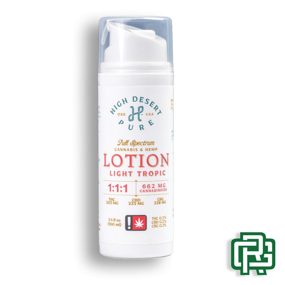 Light Tropic Lotion | 3.5oz 700mg 1:1:1 (THC:CBD:CBG) | High Desert Pure