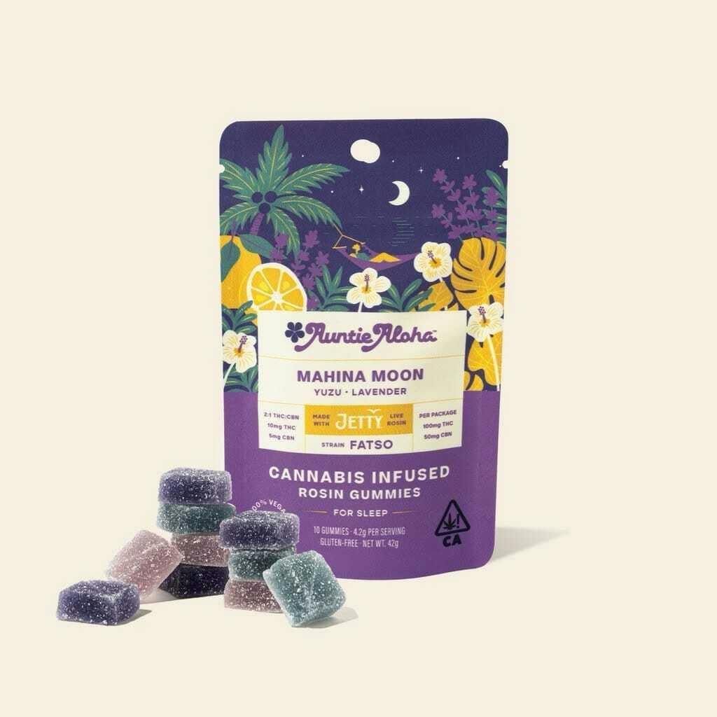 Auntie Aloha - Mahina Moon Yuzu Lavendar CBN x Live Rosin 10mg 10pk