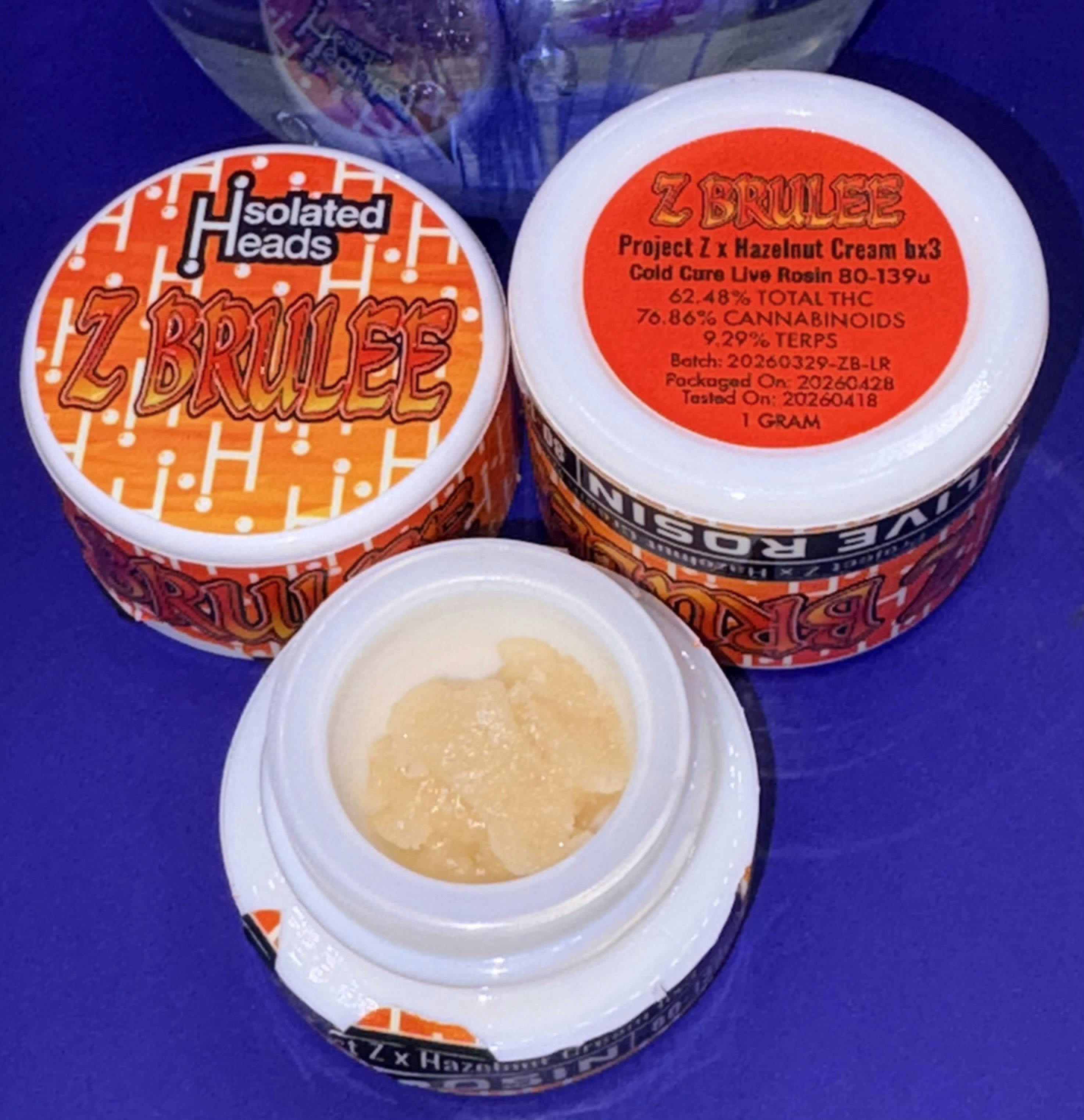 Isolated Heads - Z Brulee - Live Rosin - 1 gram