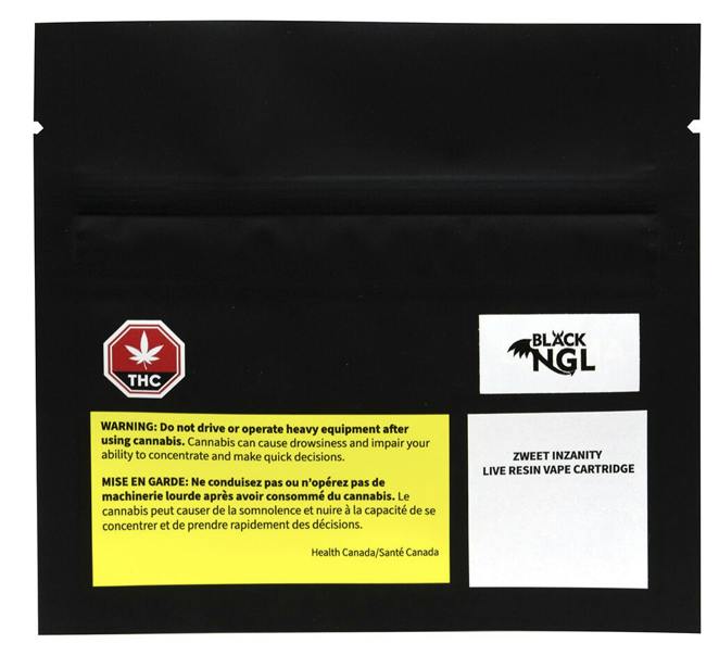 Black NGL - Zweet Inzanity Live Resin 510 Thread Cartridge - Sativa - 0.5g