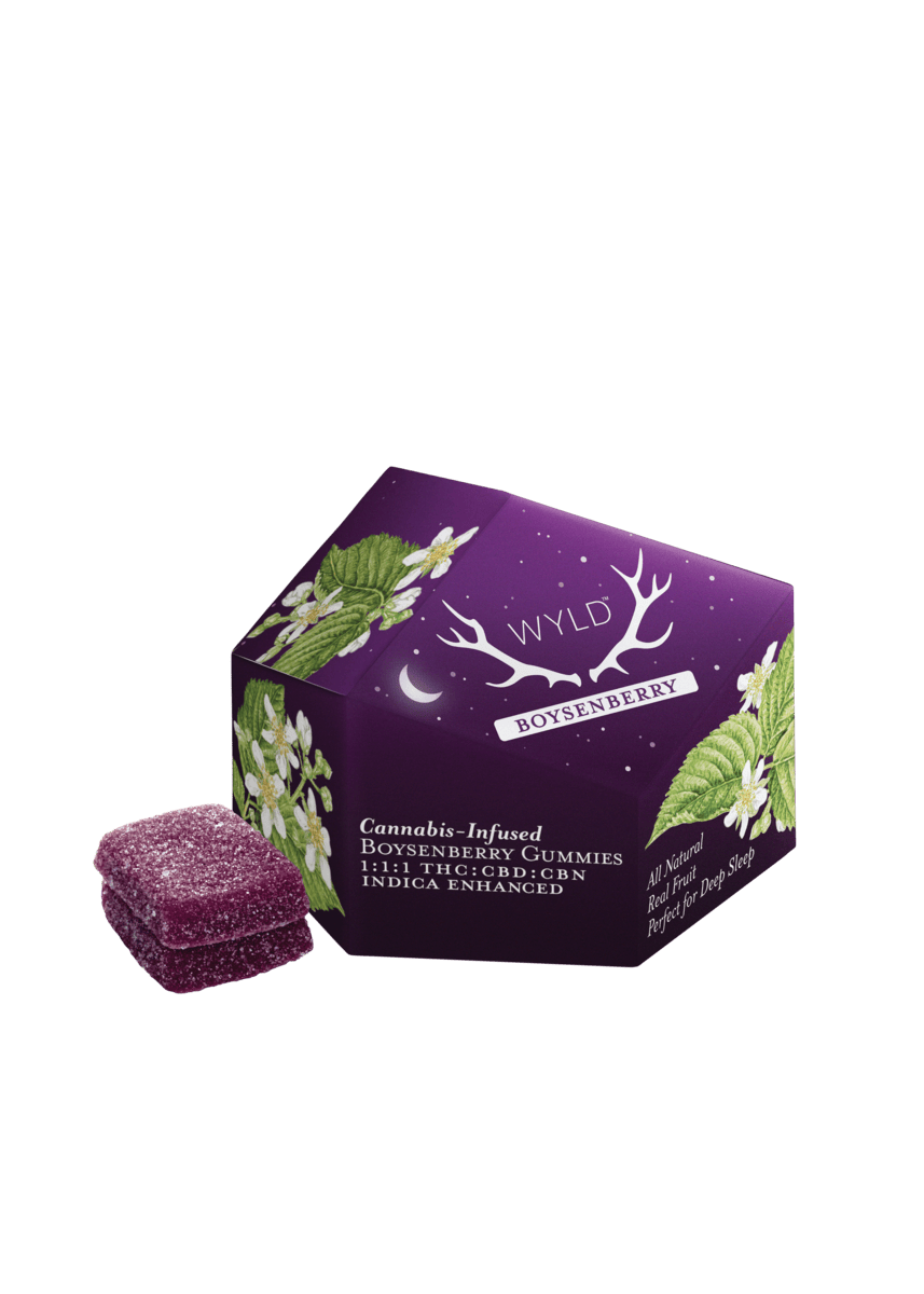 WYLD Cannabis Infused Boysenberry Gummies 1:1:1 THC:CBD:CBN Indica 10pk